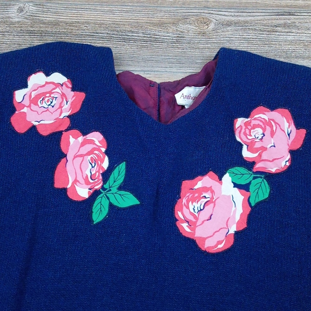 Anthony Sicari Rose Patch Sweater Top - image 3